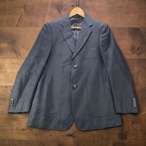 Banana Republic Mens Navy Blue 100% Linen 2-Button Blazer Sport Coat 40R